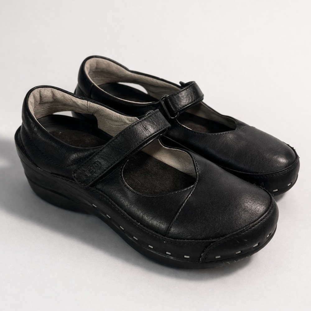 Wolky Strap Cloggy 6015 Black Leather‎ Mary Jane Clogs Size US 10.5-11 WorkShoe
